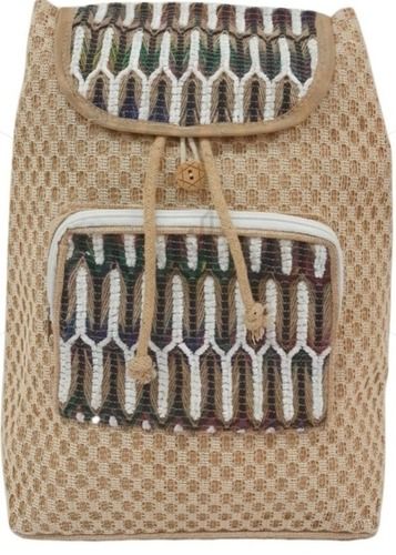 Multicolor Light Weight Printed With Two Compartment And Zip Closure Jute Fancy Bag