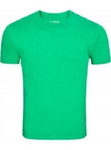 Mens Plain Round Neck Short Sleeve Green Cotton T Shirt Gender: Male