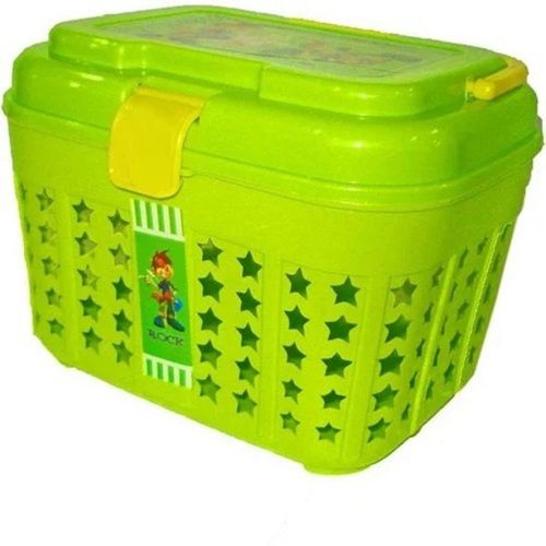 Unbreakable Smooth Grip Handle Green And Yellow Fancy Plastic Basket 