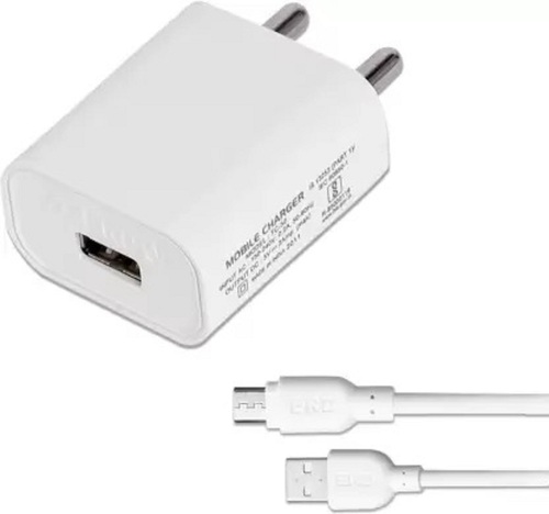 150 Volts Input Voltage 2 Amp Erd Mobile Fast Charger With Micro USB Cable - Plastic & Rubber, White | Compact & Lightweight Design, Fast Charging Capability