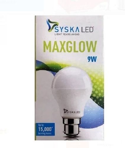 White 9 Watt 220 Voltage Aluminium And Ceramic Body Max Glow Led Bulb