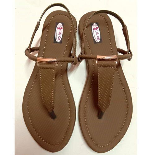 Daily Wear Comfortable Brown Flat Sandals For Ladies