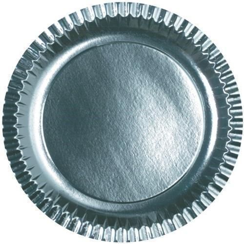 Lightweight Round Shape Silver Coated Disposable Paper Plates 12inch (100pcs Pack)