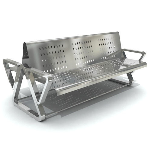 Free Stand Polished Finish Double Sided 6 Seater Stainless Steel Folding Benches With Backrest