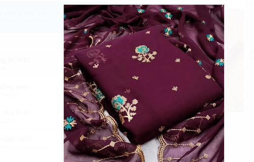 4.5 मीटर लंबा सांस लेने योग्य और धोने योग्य कढ़ाई वाला जॉर्जेट फ़ैब्रिक दुपट्टे के साथ