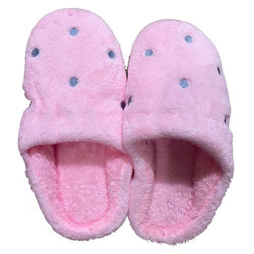 Pink 5 Size Non-Slip Comfortable Lightweight Woolen Winter Slipper For Ladies 