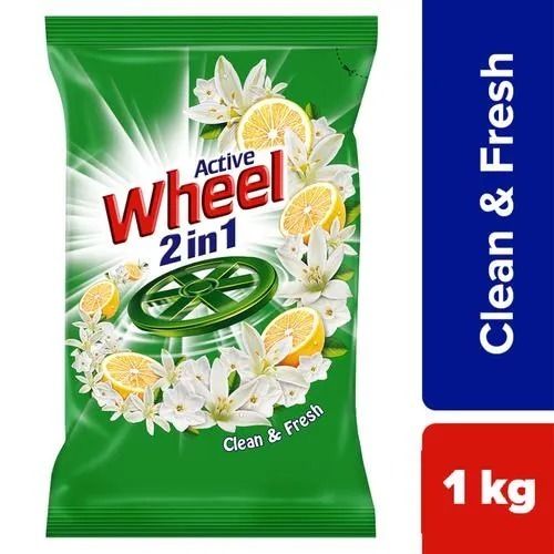 Active 2 In 1 Wheel Detergent Powder In Pack Of 1 Kilogram With Lemon And Jasmine Fragrance