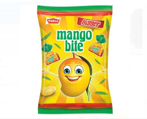 Yellow Delicious And Sweet Taste Oval Shaped Eggless Mango Flavored Parle Candy