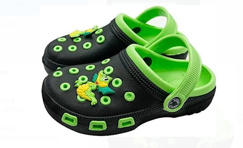 Green And Black Comfortable Daily Wear Rubber Kids Slipper