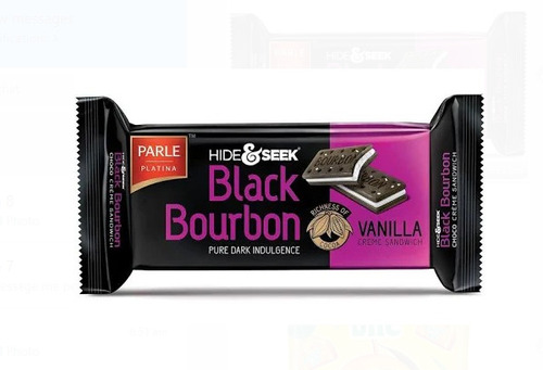 पार्ले प्लैटिना हाइड एंड सीक ब्लैक बॉर्बन प्योर डार्क वेनिला क्रीम सैंडविच बिस्किट