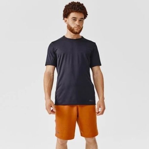 Plain Blue Short Sleeve Round Neck Breathable Polyester Men T-Shirt