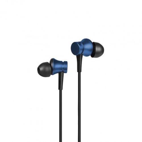 Rubber And Plastic Mi Blue Wired Mobile Earphones With In Built Mic - Rubber & Plastic Material, Blue Color | Tangle-Free Cord, Adjustable Ear Hooks, Noise Cancellation