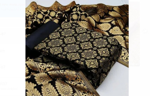 शिनी ब्लैक एंड गोल्डन प्रिंटेड पैटर्न अनस्टिच्ड फ़ैब्रिक की लंबाई: 60 सेंटीमीटर (Cm)
