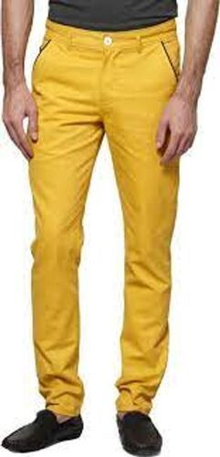 Trendy Fashionable Comfortable Wear Plain Straight Yellow Men'S Trouser