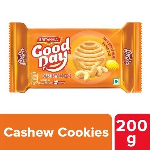 Semi Automatic 200 Gram Yummy And Delicious Round Shaped Sweet Taste Good Day Cashew Cookies