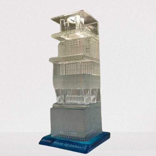 White High Quality Optically Transparent Crystal Talent Building Model 3D Miniature For Decoration