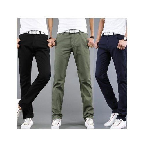 Black Stylish Men'S Formal Cotton Plain Double Cloth Trousers