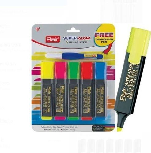 Durable Multi Colored Plastic Body Flair Super Glow Highlighter Marker Pens 