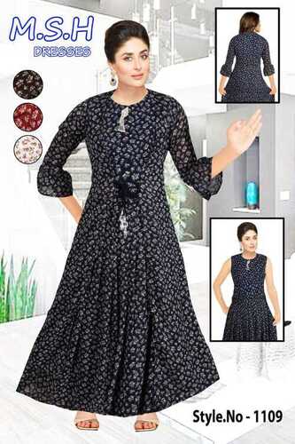 Ladies Printed Cotton Full Sleeves Kurti For Casual Wear