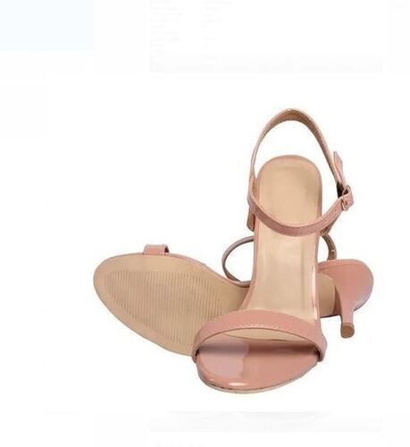 Light Weight Comfortable Pink Leather Heeled Ladies Sandals