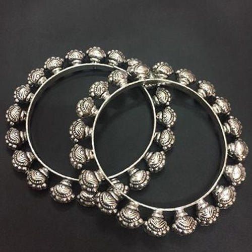 Party Wear Round Silver Bangles, Size: 2.8 Inch