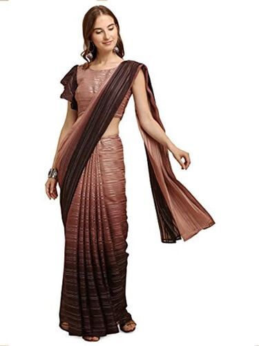 Brown Stylish And Attractive Designer Satin Fancy Saree For Women 