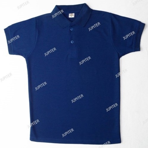 Premium Cotton Collar Neck T-Shirt - Small Size, Blue Color | Classic Polo Style, Customized Logo, Handwash Safe, Short Sleeve