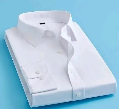 White Plain Breathable And Washable Mens Cotton Shirts