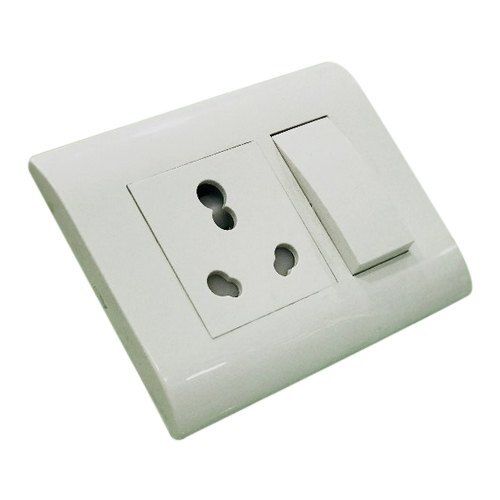 Easy To Fit Highly Useful 3 Pin Socket Modular Electric White Switch Board, 240 V