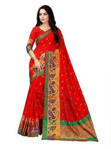 Multi Color Elegant Look Ladies Kanjivaram Poly Cotton Saree