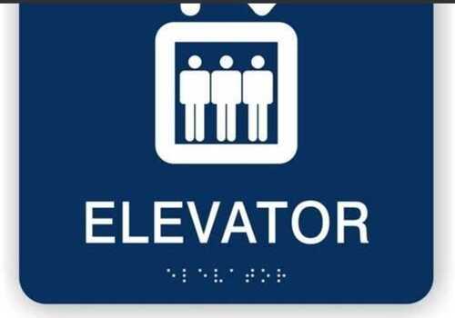 Blue and White Elevator Braille Signage Board