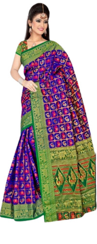 Multi Color Ladies Ethnic Pattern Cotton Silk Saree