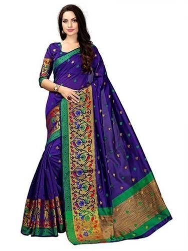 Multi Color Ladies Kanjivaram Poly Cotton Saree