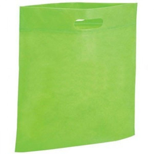 Green Plain Rectangular Recyclable Non Woven Grocery Bag With Patch Handle 