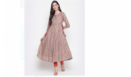 3/4 Sleeves Comfortable And Party Wear Printed Ladies Cotton Kurti