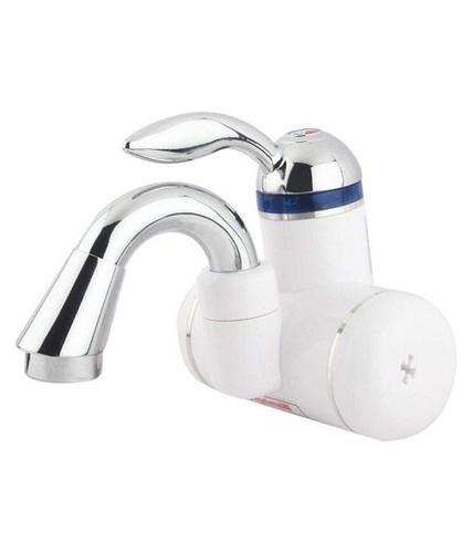 Stainless Steel Water Tap - 8x8x8 cm, Glossy Finish, Silver and White Colors, PVC Connection
