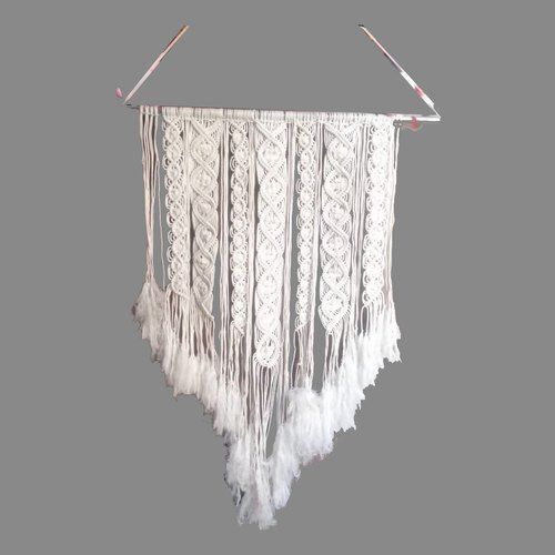 White Nylon Handmade Macrame Wall Hanging For Decoration, Size: 30X20