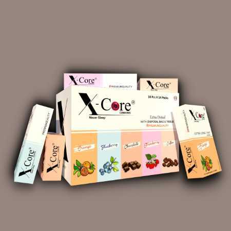 X-Core Multiple Flavours Export Quality Male Dotted Condom For Personal Protection