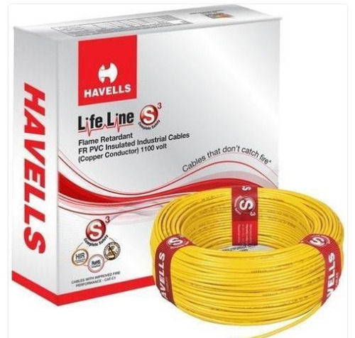 Stainless Steel 90 Meter Length 2.5 Sq Mm Heat Resistance Round Yellow Havells Wire