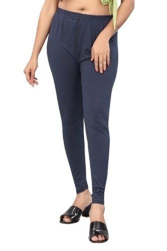 Casual Wear Comfortable And Washable Straight Fit Navy Blue Cotton Lycra Leggings