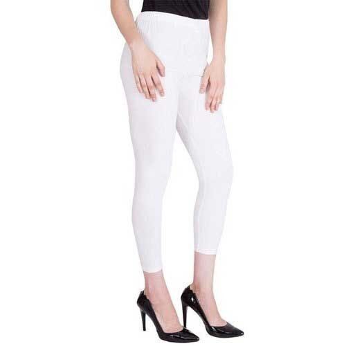 Comfortable And Washable White Color Casual Wear Straight Fit Cotton Lycra Leggings