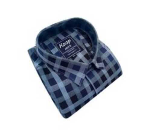 Mens Casual Shirt In Grey Blue Color And Long Sleeve, Anti-Shrink And Breathable