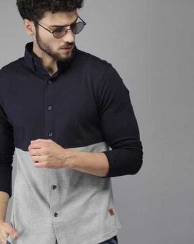 Mens Shirt For Casual Wear Occasion, Black Grey Color And Plain Pattern Organic Medicine