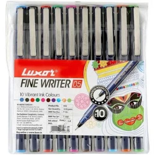 Pack Of 10 Piece Ink Color Blue 7 Inch Length Plastic Luxor Pens 