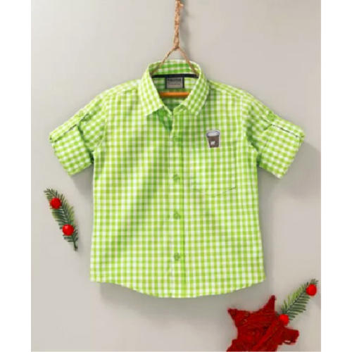 Stripes Kids Short Sleeves Linen Shirt For Casual Wear Pvc Window