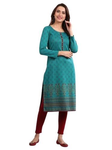 Trendy Simple And 3/4 Sleeves Formal Wear Breathable Pure Cotton Ladies Kurti