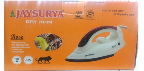 1000 Watt 220 Voltage Light Weight Plastic Body Jaysurya Dry Iron