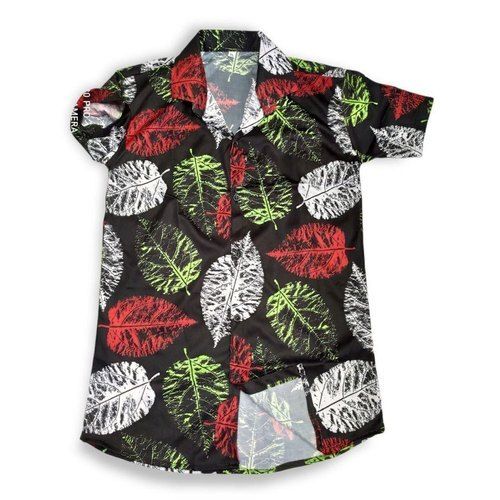 Multicolor Beach Wear Washable Half Sleeve Straight Collar Printed Shirt For Men