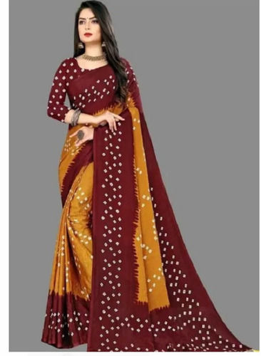 Silver Brown And Yellow Printed Breathable Length 5.5 Meter Cotton Party Wear Cotton Sarees