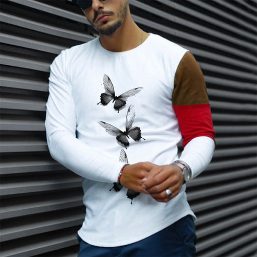 Mens Full Sleeves Round Neck Plain Cotton T Shirt For Casual Wear